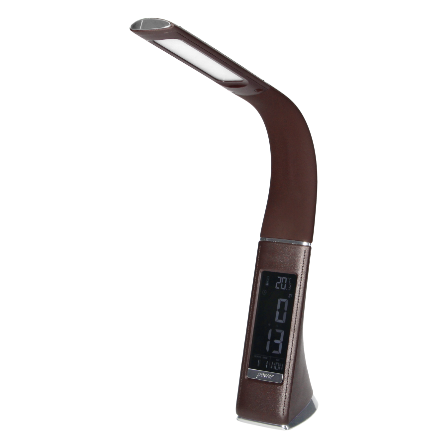 DOLOMIT LED 5W, desk lamp with alarm clock, 300lm, 4000K, brown